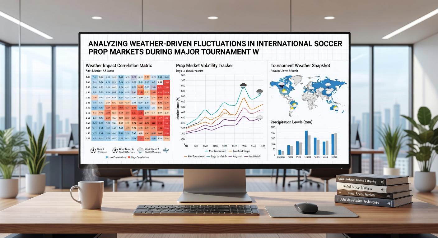 Analysts reviewing weather data and soccer match statistics on multiple screens