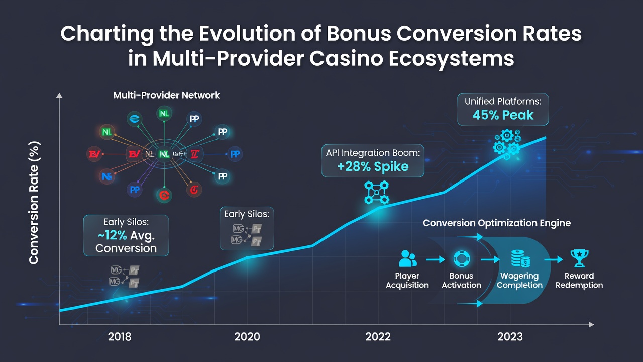 Diagram illustrating integration points between multiple game providers and bonus tracking systems in casino platforms