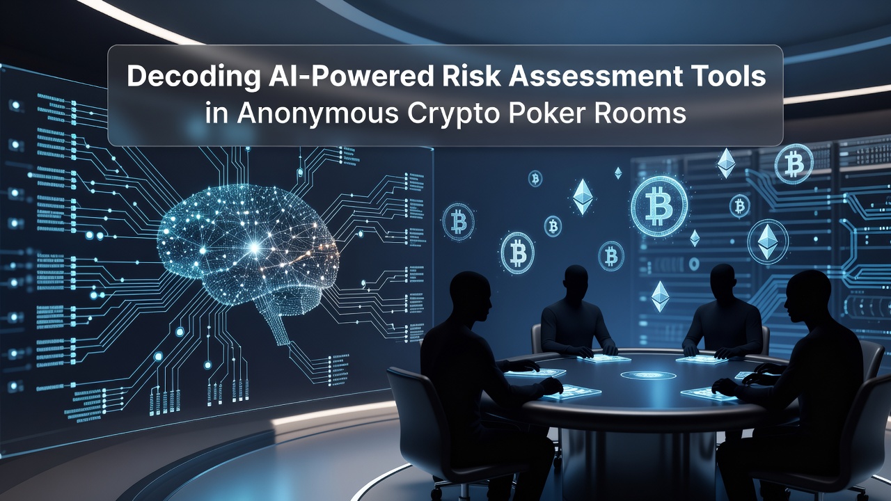 AI interface displaying risk metrics for anonymous crypto poker sessions