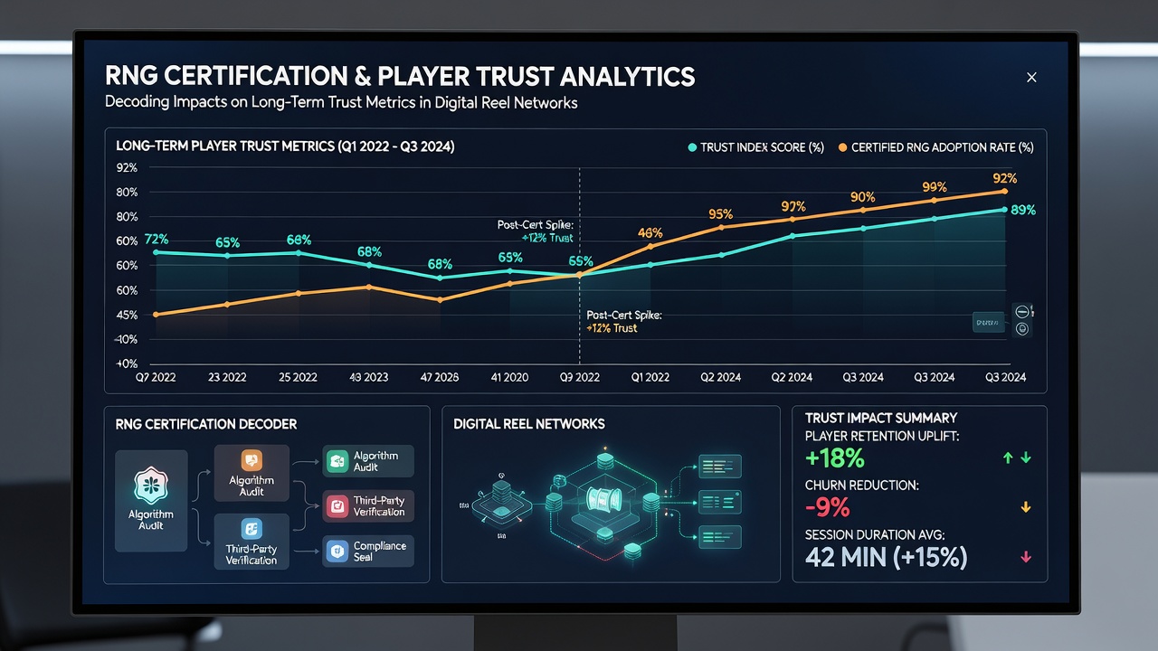 Player engagement dashboard displaying trust metrics linked to certified RNG performance