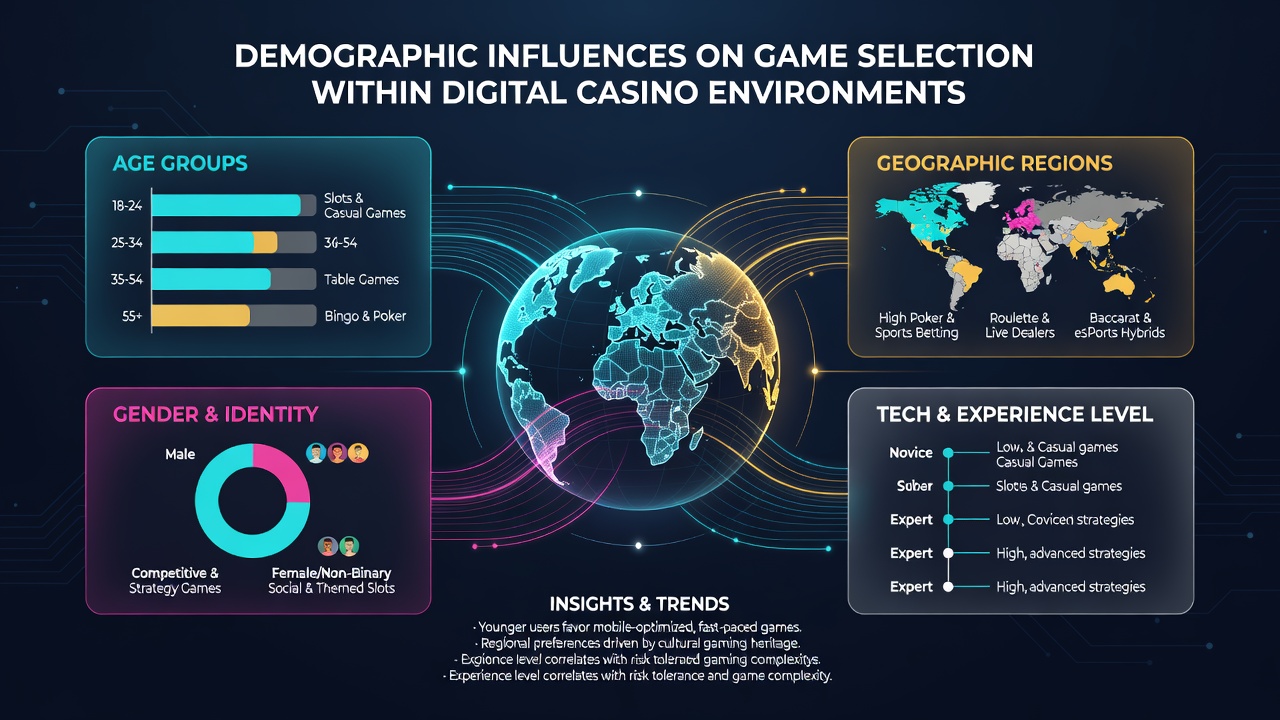 Analysis of player demographics affecting casino game selections in online environments