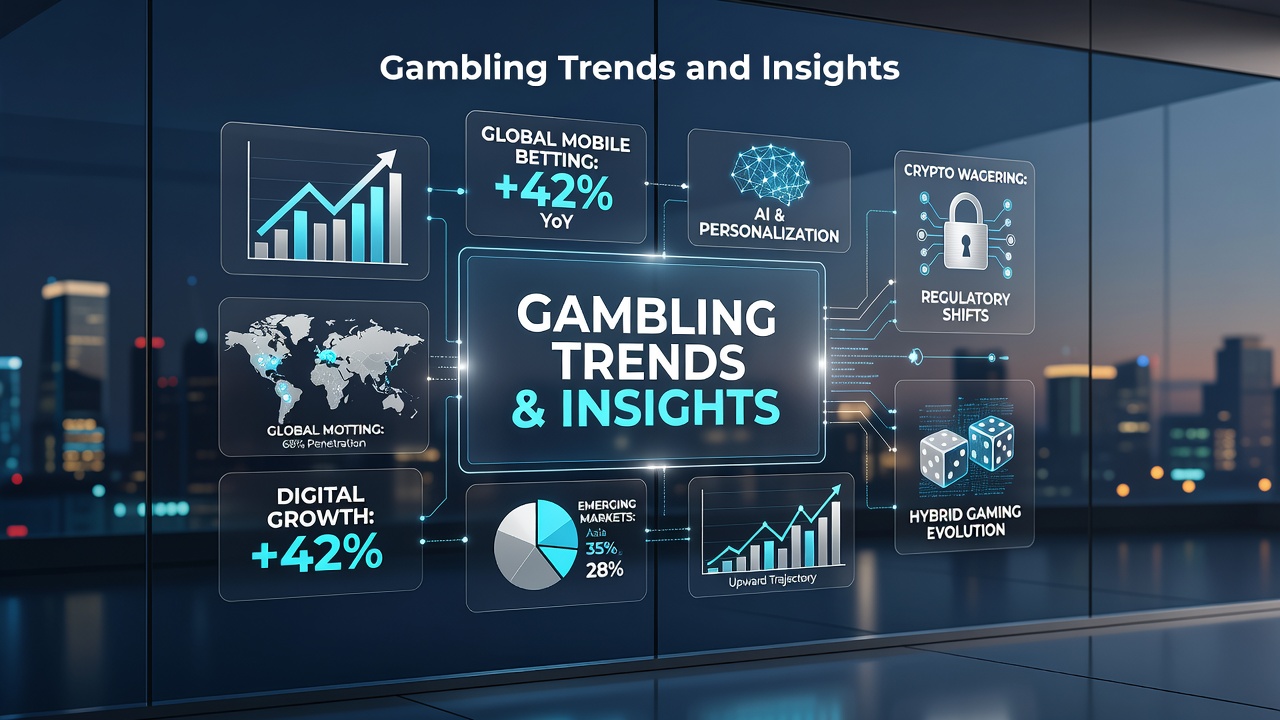 Global online gambling participation trends visualization showing regional growth patterns