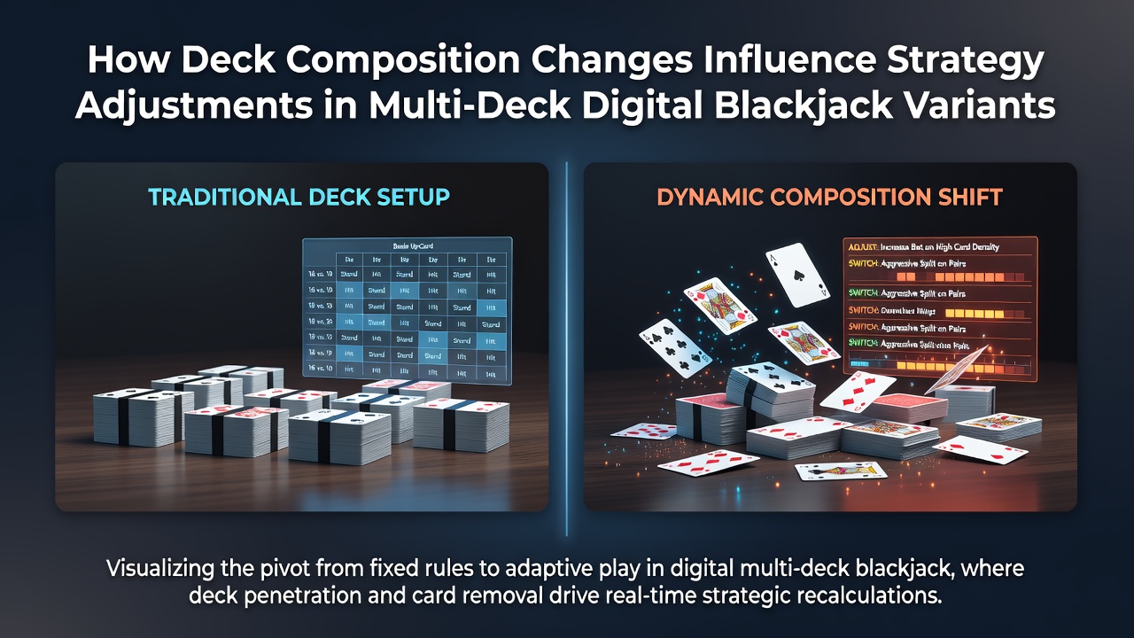 Digital blackjack table showing multiple decks in play with card distribution indicators
