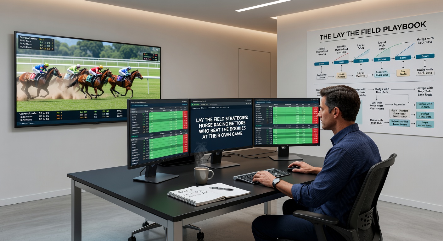 Close-up of betting exchange interface displaying lay odds for a full field of horses, highlighting strategy execution