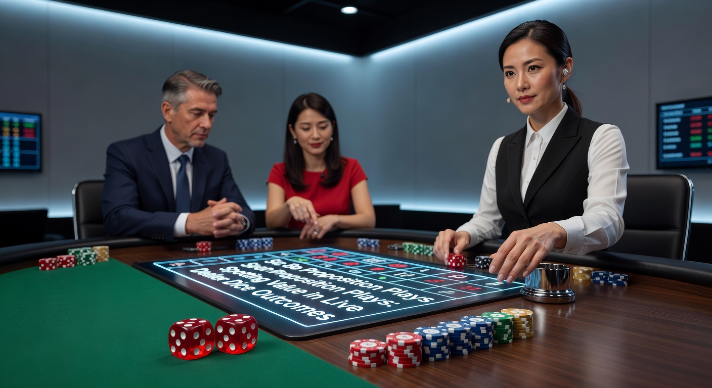 Live dealer shaking Sic Bo dice cage in a vibrant casino stream, highlighting proposition bet layout on the table