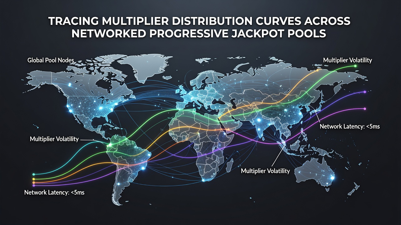 Graph illustrating multiplier distribution curves across progressive jackpot networks